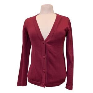 Alpaca Wawa Alpaca Blend Cardigan Sweater Red Button Up Women's Size S - EUC